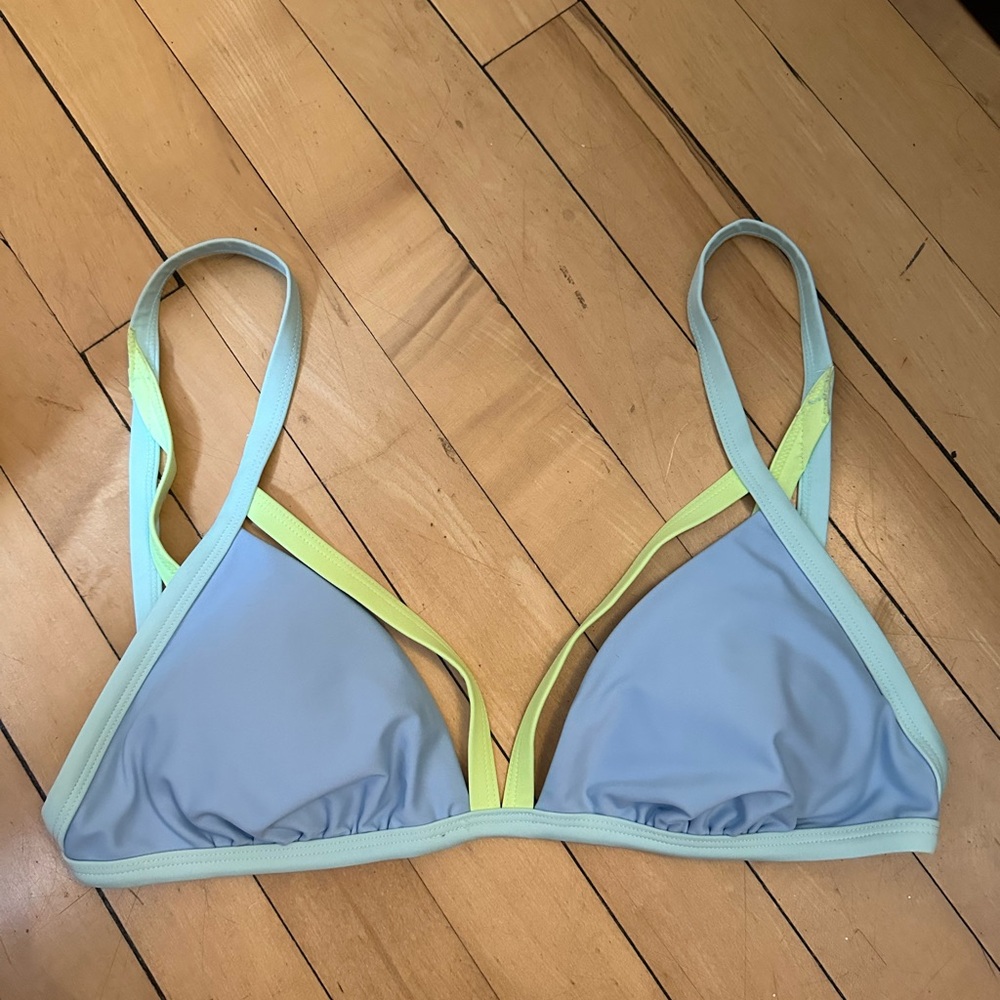 Blue and Yellow Strappy Bikini Top
